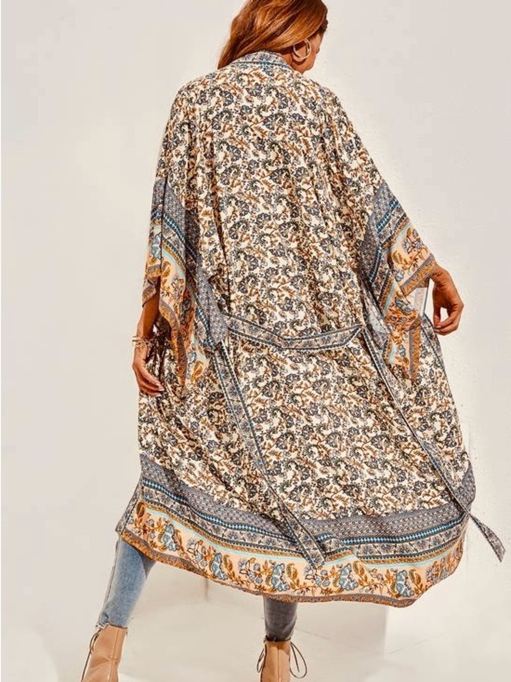 Lightweight Multi-Color Boho Kimono Duster - Unbranded